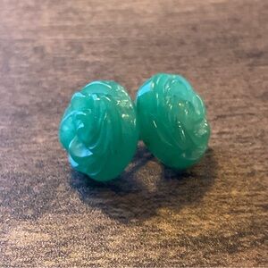 Elegant Green Jade Floral Earrings